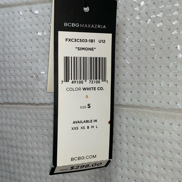 BCBG MAXAZRIA SIMONE WHITE SEQUIN SKIRT - Picture 5 of 5